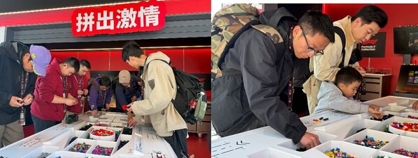 粉丝们在体验站内拼搭专属于自己的赛车模型